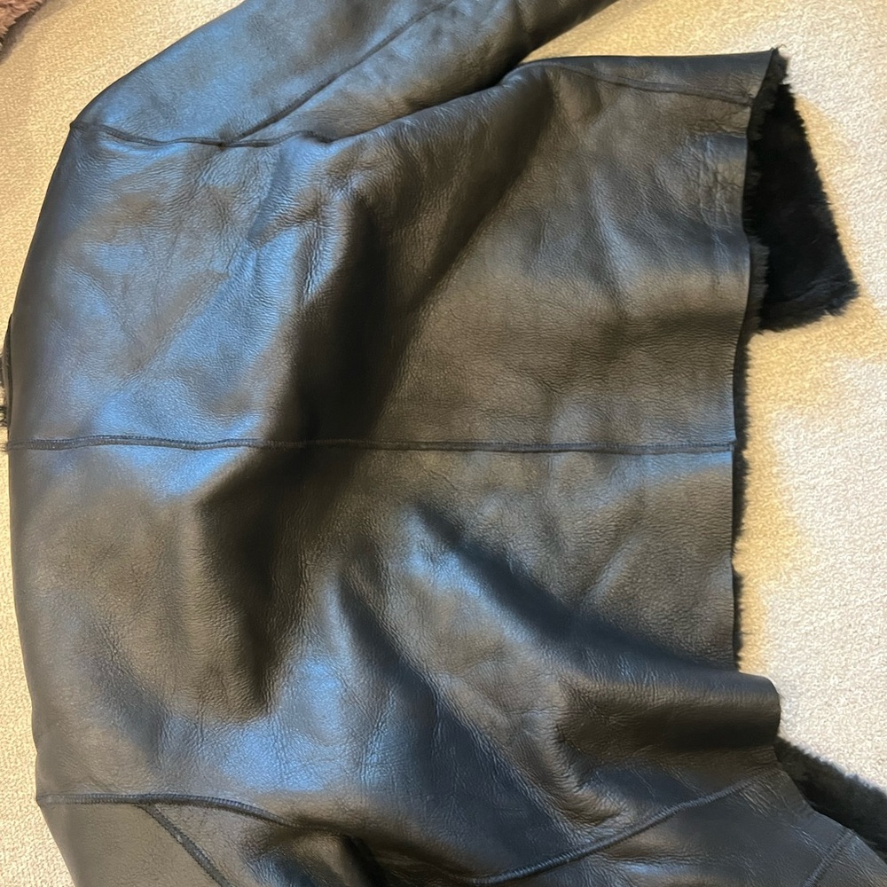 Susan Bender Reversible Shearling Leather Cardigan black
